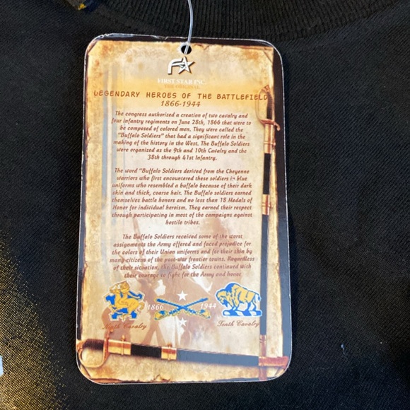 Vintage Y2K Buffalo Soldiers Double Sided Graphic Shirt Black men’s L NWT - Picture 6 of 7